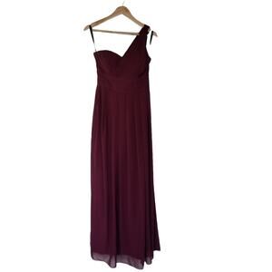 Bill Levkoff Dress 8 Bridesmaid Style 491 Wine One Shoulder Full Skirt NWT